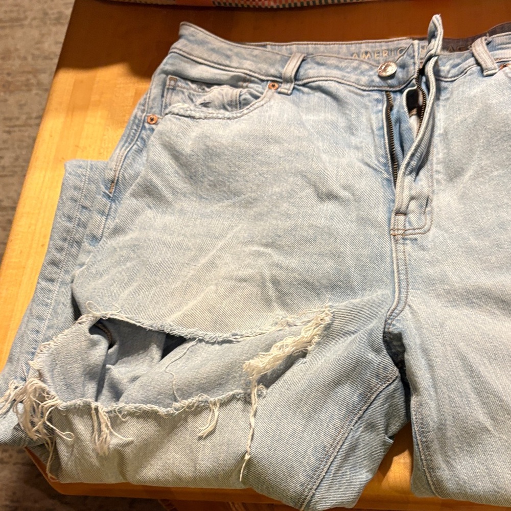 Light Blue Distressed Denim Jeans